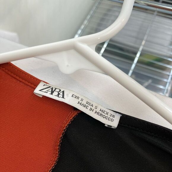 Zara Women's Red Black Color Block Wrap Dress Size M Bold Statement Retro‎ Chic - Picture 9 of 11